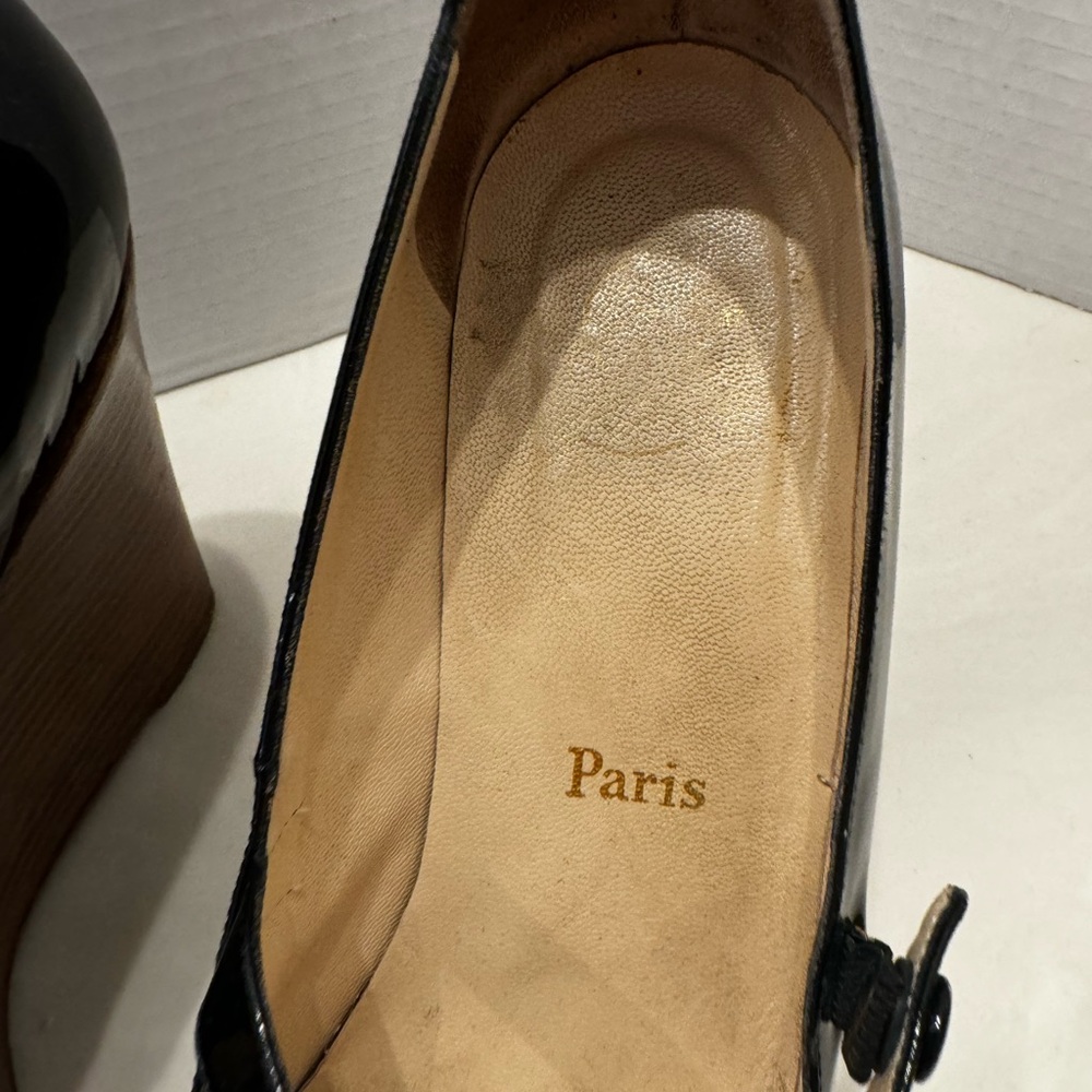 Black Mary Jane Wedge Shoes - Picture 3 of 10